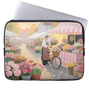 Sonnige Blumenstraßenszene Laptopschutzhülle