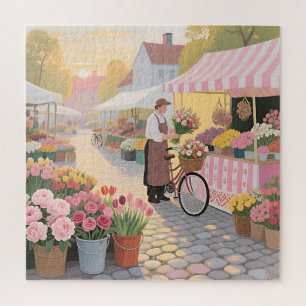 Sonnige Blumenstraßenszene Puzzle