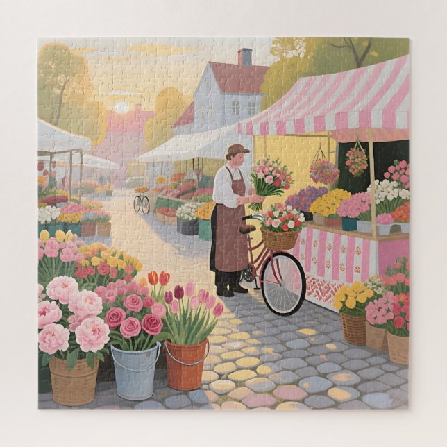 Sonnige Blumenstraßenszene Puzzle (Vertikal)