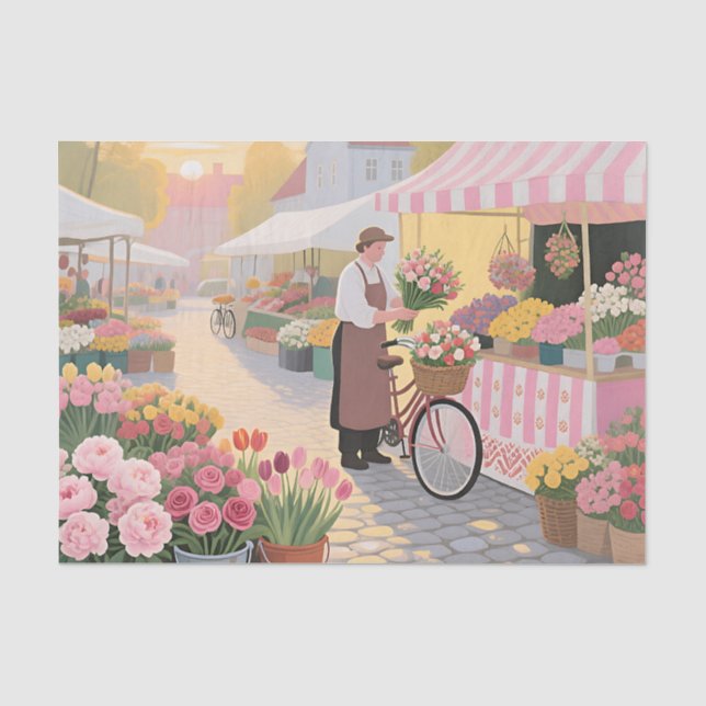 Sonnige Blumenstraßenszene Seidenpapier (Vorderseite)