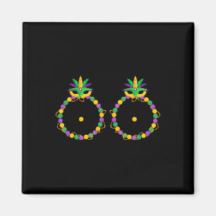 Sonnige Brust mit Perlen Nola Mardi Gras Fat Tuesd Magnet