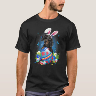 Sonnige Dackel mit Eierkorb Ostern Blume Jagd T-Shirt