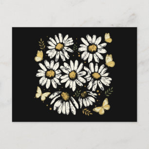 Sonnige Daisy-Blüte Retro-Gelbe Blume Postkarte