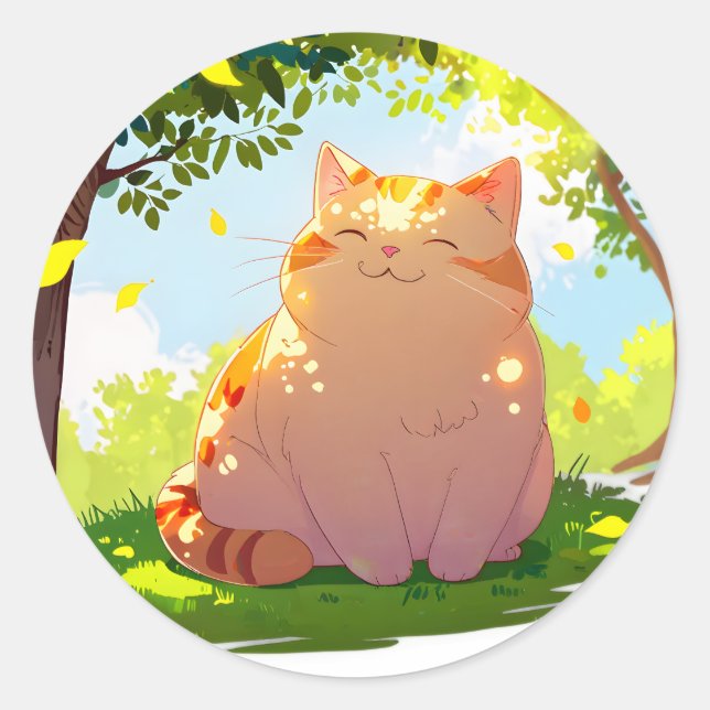 Sonnige dicke Katze Aufkleber (Vorderseite)