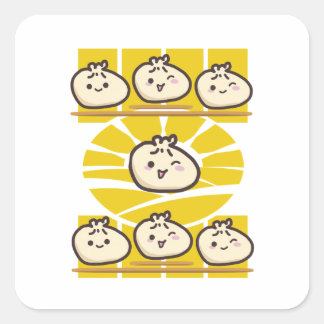 sonnige dim sum knödel quadratischer aufkleber