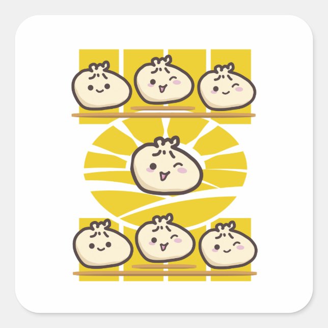sonnige dim sum knödel  quadratischer aufkleber (Vorderseite)