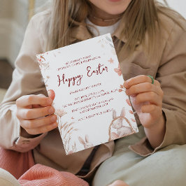 Sonnige Eier und blumenrot frohe Ostern Einladung