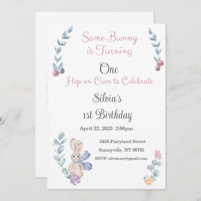 Sonnige Einladung, eins, Geburtstag, zwei, etwas s Einladung (Vorne/Hinten)