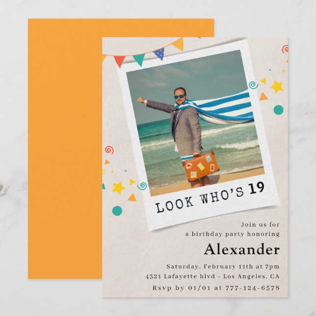 Sonnige Einladungen zum 19. Geburtstag Männer Spaß (Vorne/Hinten)