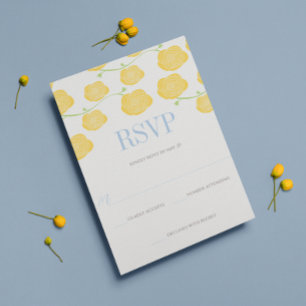 Sonnige Elegance Gelbe Rosen & Himmel Hochzeit Einladung