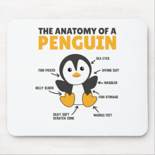 Sonnige Erklärung eines Pinguins die Anatomie Mousepad