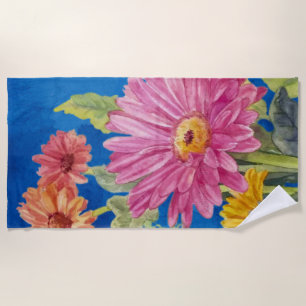 Sonnige florale Gerbera-Margerite Sommergarten Kun Strandtuch