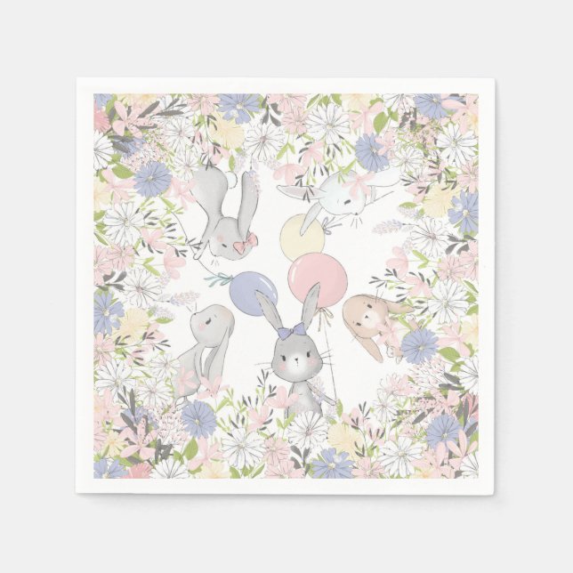 Sonnige Frühlingsblumen Geburtstagsparty Serviette (Vorderseite)