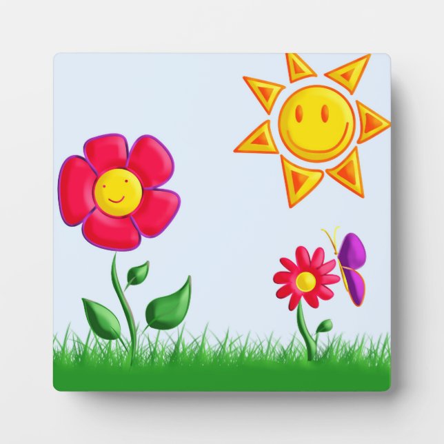 Sonnige Gartenansicht Fotoplatte (Vorderseite)