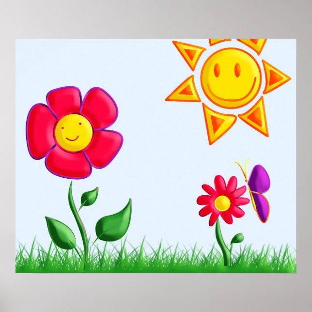 Sonnige Gartenansicht Poster (Vorne)
