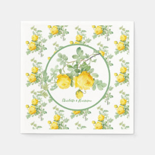 Sonnige Gelbe Rosen Elegante Hochzeit der Blumen Serviette