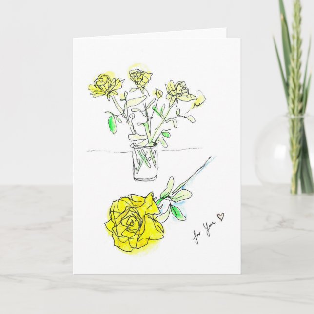 Sonnige Gelbe Rosenkarte Karte (Vorderseite)