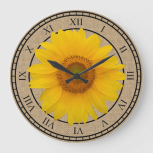 Sonnige gelbe Sonnenblume-rustikale runde Wanduhr