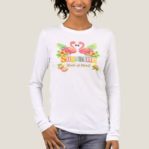 Sonnige Gemütsverfassung Flamingo Tropische Blumen Tri-Blend Shirt