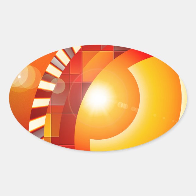 Sonnige geometrische Abstraktion Ovaler Aufkleber (Vorderseite)