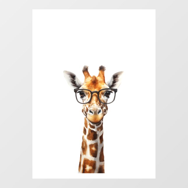 Sonnige Giraffe mit Brille Fensteraufkleber (Blatt)
