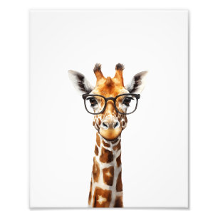 Sonnige Giraffe mit Brille Fotodruck
