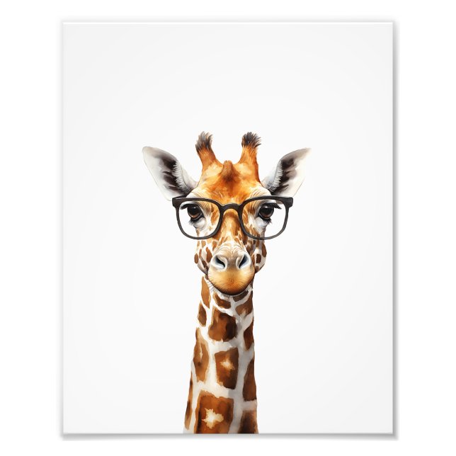 Sonnige Giraffe mit Brille Fotodruck (Vorne)