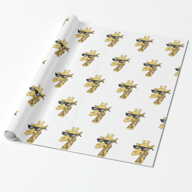 Sonnige Giraffe mit Sonnenbrille-Illustration Geschenkpapier (Ungerollt)