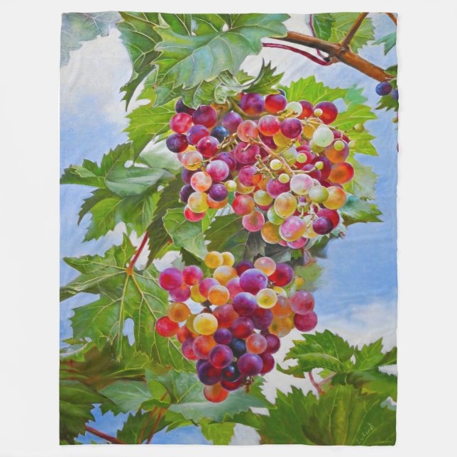 Sonnige Grapevine - Farbenfrohe Trauben Fleecedecke (Vorderseite)