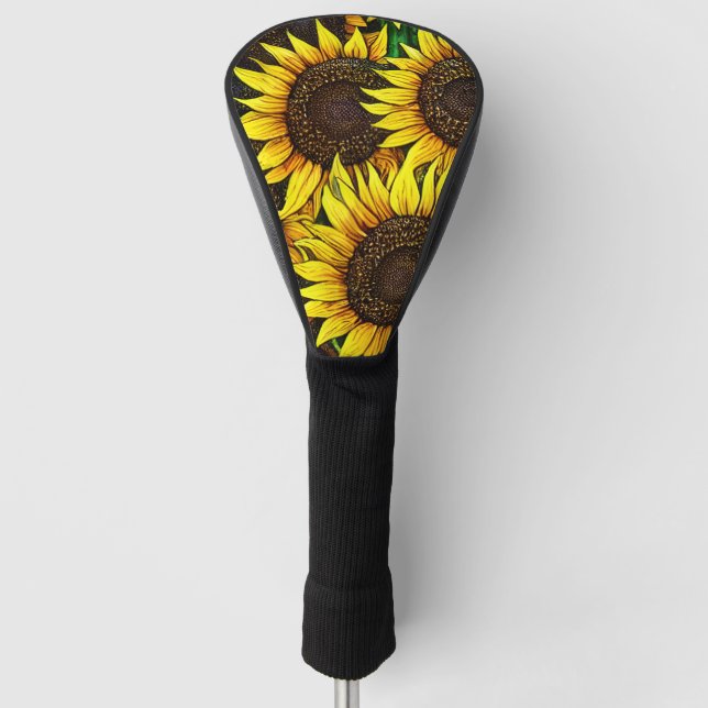 Sonnige große Sonnenblumenmuster Golf Headcover (Vorderseite)