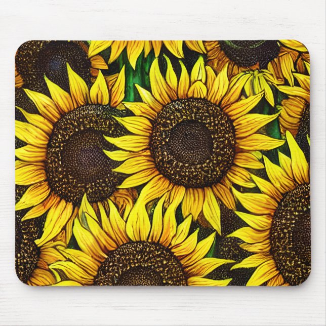 Sonnige große Sonnenblumenmuster Mousepad (Vorne)