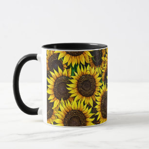 Sonnige große Sonnenblumenmuster Tasse