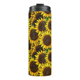 Sonnige große Sonnenblumenmuster Thermosbecher