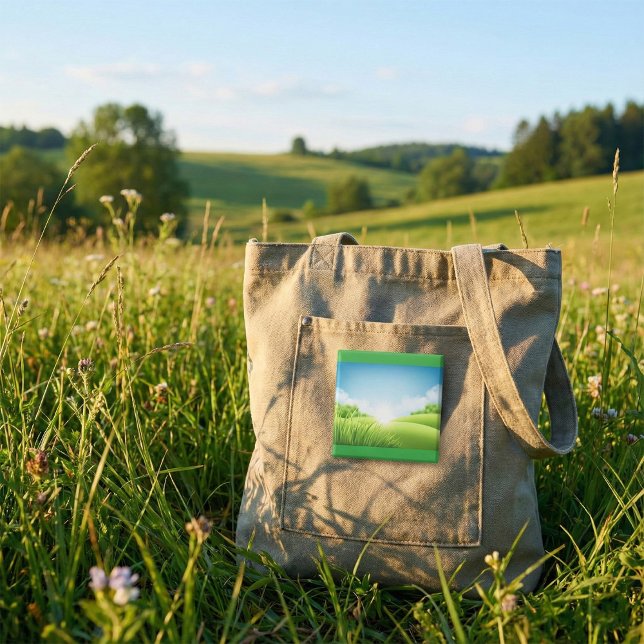 Sonnige grüne Feldlandschaft Button (Von Creator hochgeladen)