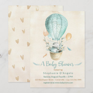 Sonnige in Aquamarin Blue Hot Air Ballon Babydusch Einladung