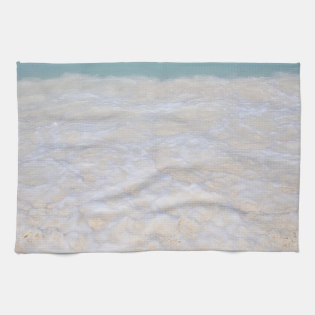 Sonnige Karibikmeer-Strand-Schaum 1 Geschirrtuch (Horizontal)