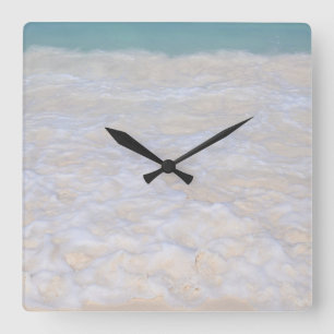 Sonnige Karibikmeer-Strand-Schaum 1 Quadratische Wanduhr