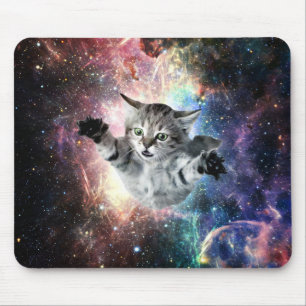 Sonnige Katze im Weltraum Mousepad