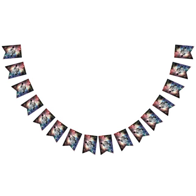 Sonnige Katze im Weltraum Wimpelkette (Alle)