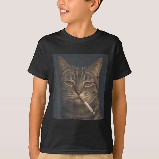 Sonnige Katze mit Zigarette sarkastischen Meme Rau T-Shirt (Vorderseite)