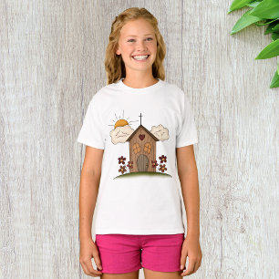 Sonnige Kirche mit Blume Rustikales Landhaus T-Shirt