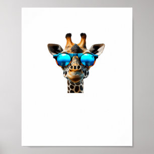 Sonnige lächelnde Giraffe mit Sonnenbrille Poster