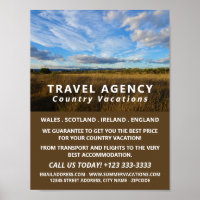 Sonnige Landschaft, Reisebüro Werbung