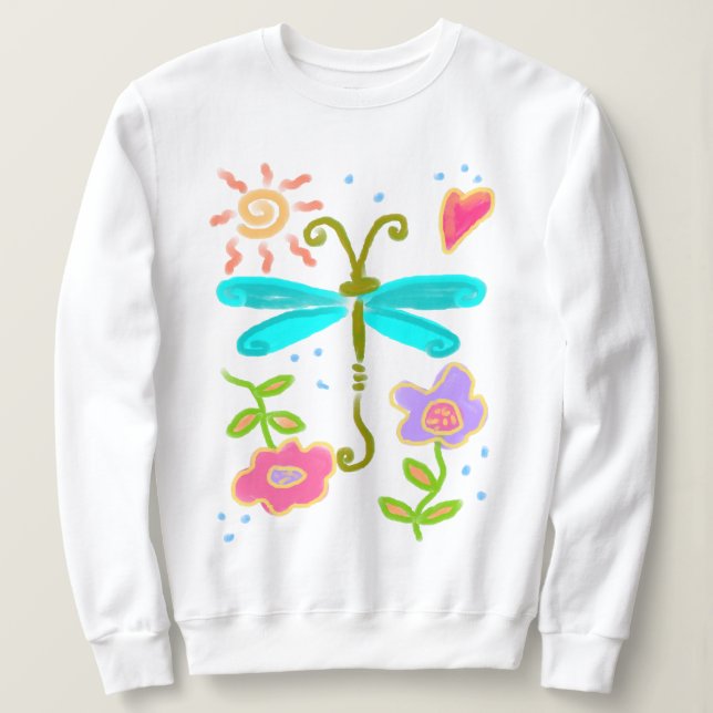 Sonnige Libelle Abstrakte Kunst Sweatshirt (Design vorne)