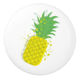 Sonnige moderne Ananas-Grafik in Gelbgrün Keramikknauf