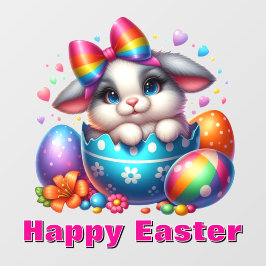 Sonnige Muschel mit bunten Ostereiern Fensteraufkleber