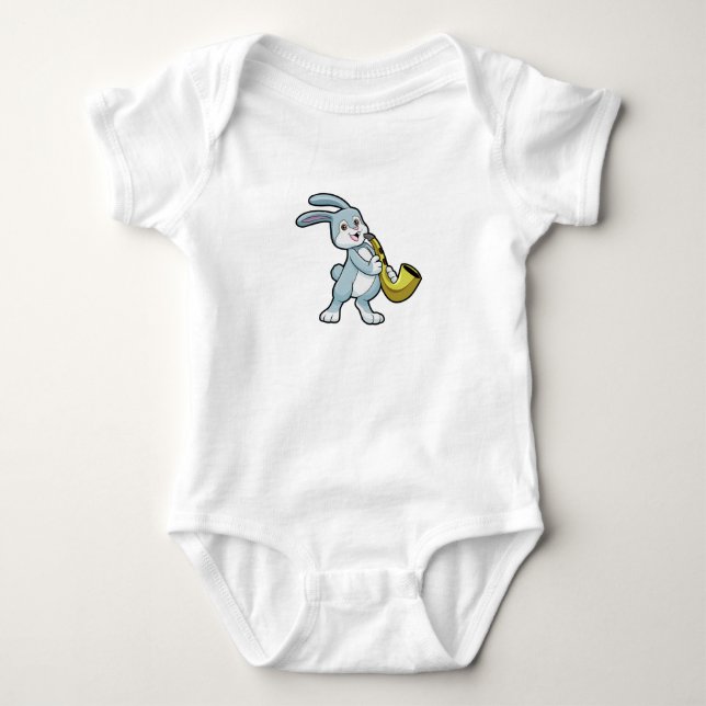 Sonnige Musik mit Saxophon Baby Strampler (Vorderseite)