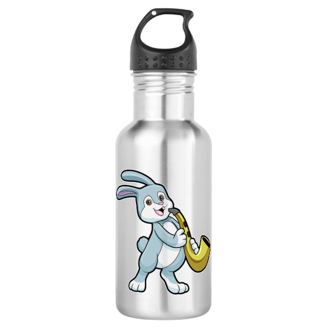 Sonnige Musik mit Saxophon Edelstahlflasche (Vorderseite)