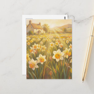 Sonnige Narzissen - Pastell-Malstil-Kunst Postkarte