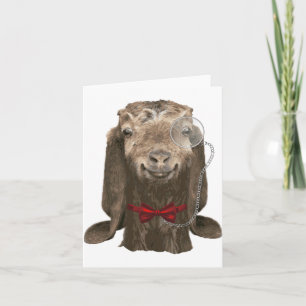 Sonnige nubische Ziege mit Monocle Karte